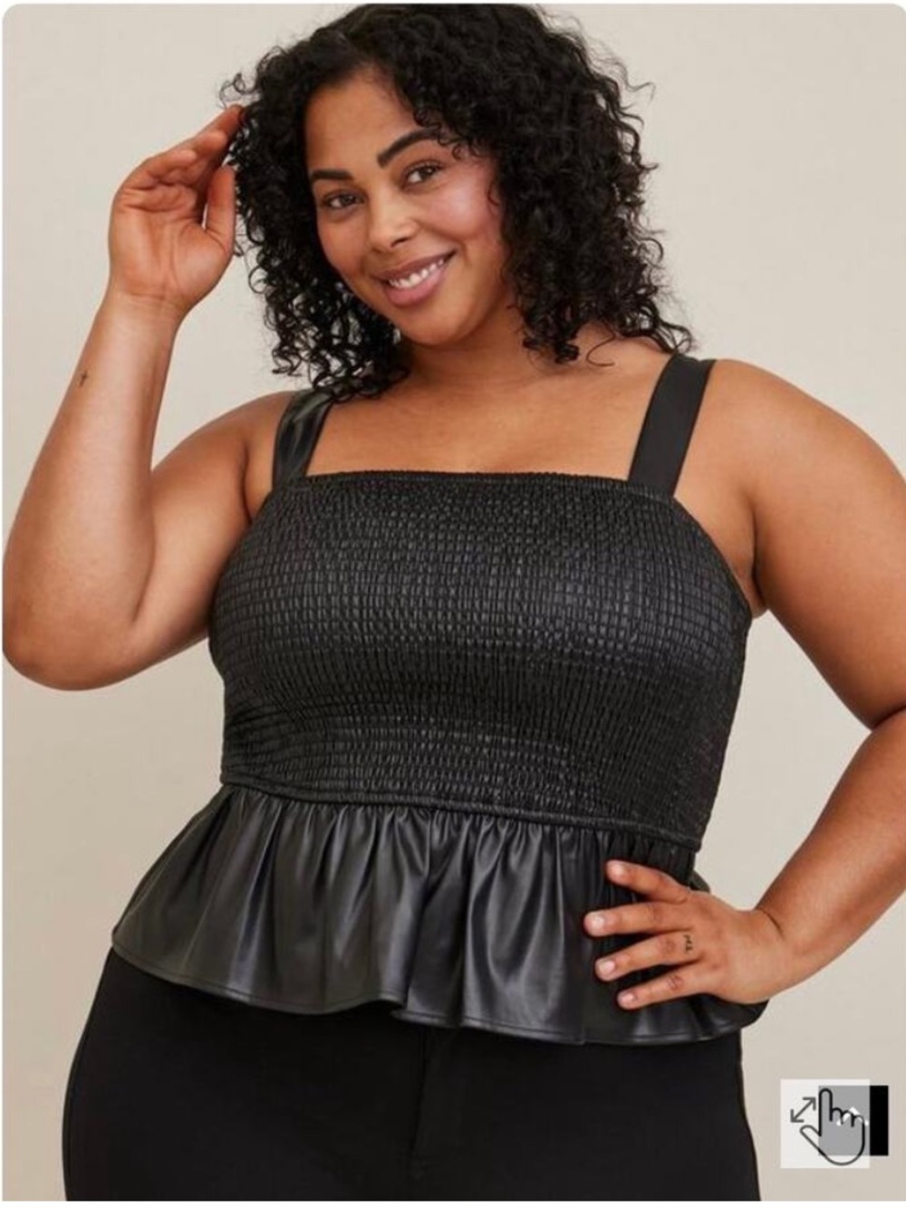 NEW Torrid Peplum Faux Leather Smocked Top Women's 12 size 0 black tank bustier